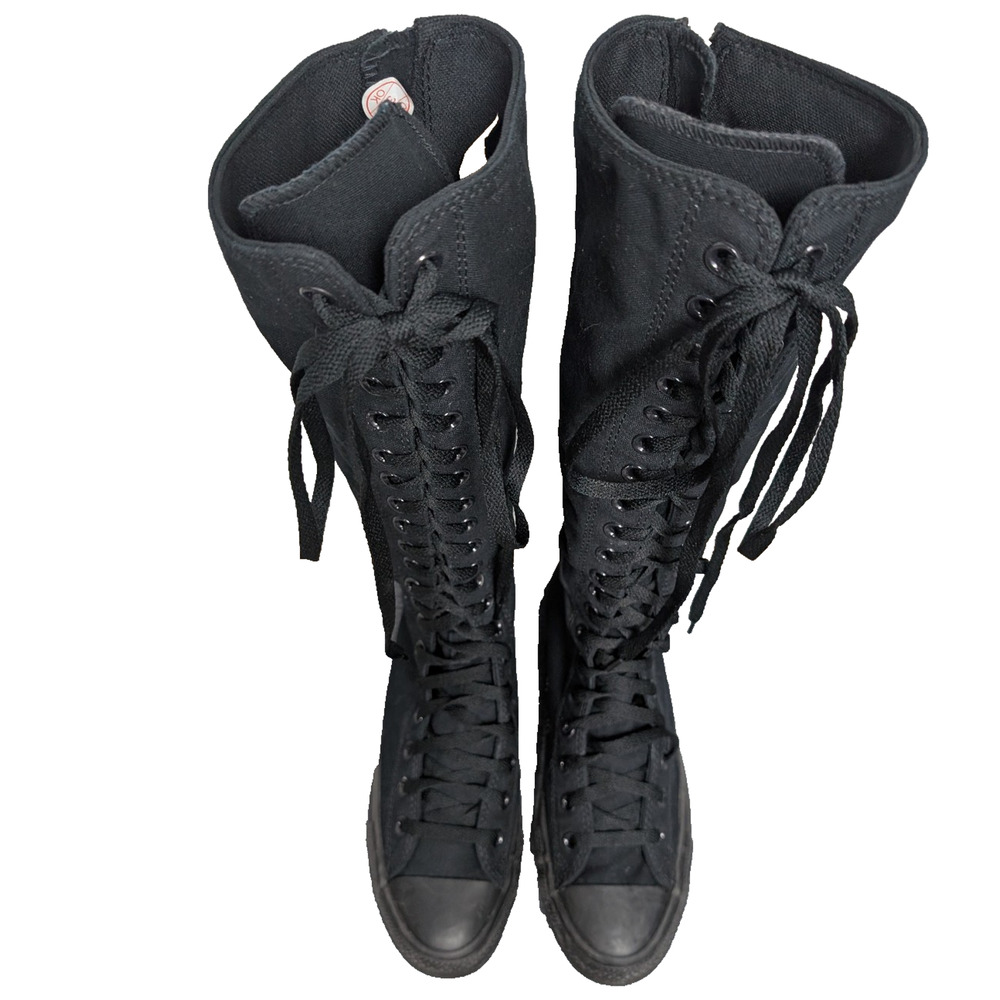 Converse XX Hi Sneakers Womens 9.5 All Black Knee High Zip Y2K Goth Punk Grunge - Picture 4 of 7